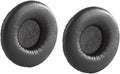 Pair of black oval ear pads with fabric centers for headphones.