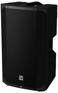 Black speaker with mesh grille and EV logo on front in angled view.