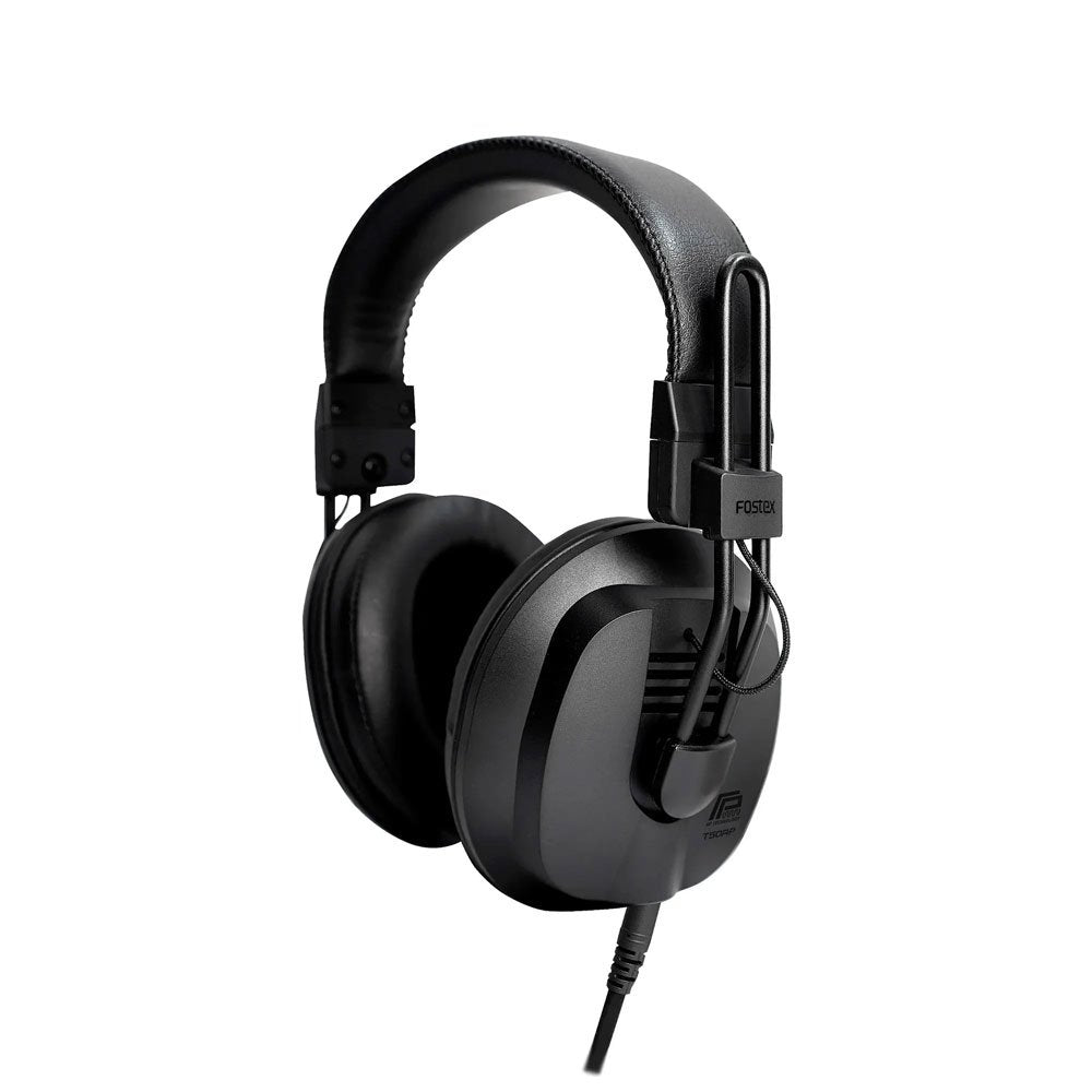 Black over-ear wired headphones with padded headband and visible Fostex branding on ear cup and headband slider.