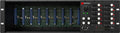 Black 500 series rack with eight slots and a mixer interface panel featuring knobs, buttons, and 1/4 inch jacks.