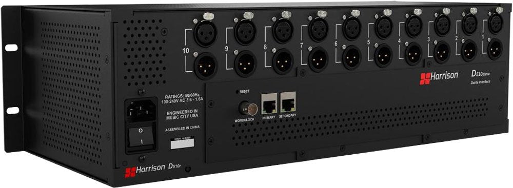 HARRISON AUDIO D510r 500 Serie Rack with Dante card and Mixer and height 32Cpre+ Preamps