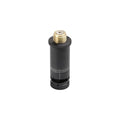 Black cylindrical metal component with a threaded brass connector and rotary dial marked in degrees.