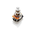 Small rotary control potentiometer with six pin connectors on a white background.