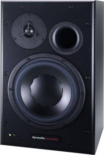 Black studio monitor speaker with a woofer, tweeter, and front bass port.