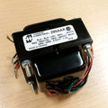 Black Hammond power transformer with multiple colored wires and a product label on top.