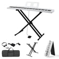88 Key Folding Keyboard Piano Portable Folding Piano Bluetooth With Stand White