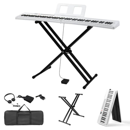 88 Key Folding Keyboard Piano Portable Folding Piano Bluetooth With Stand White