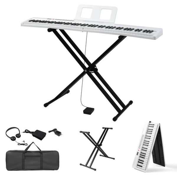 88 Key Folding Keyboard Piano Portable Folding Piano Bluetooth With Stand White