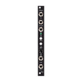 Black 2hp eurorack module named Slice with five 3.5mm jacks, two buttons, and one rotary knob.