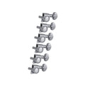 Six chrome mid-size rotomatic guitar tuning machine heads arranged vertically in a line.