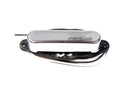 Chrome guitar neck pickup with Wilkinson logo and attached black and white wires.