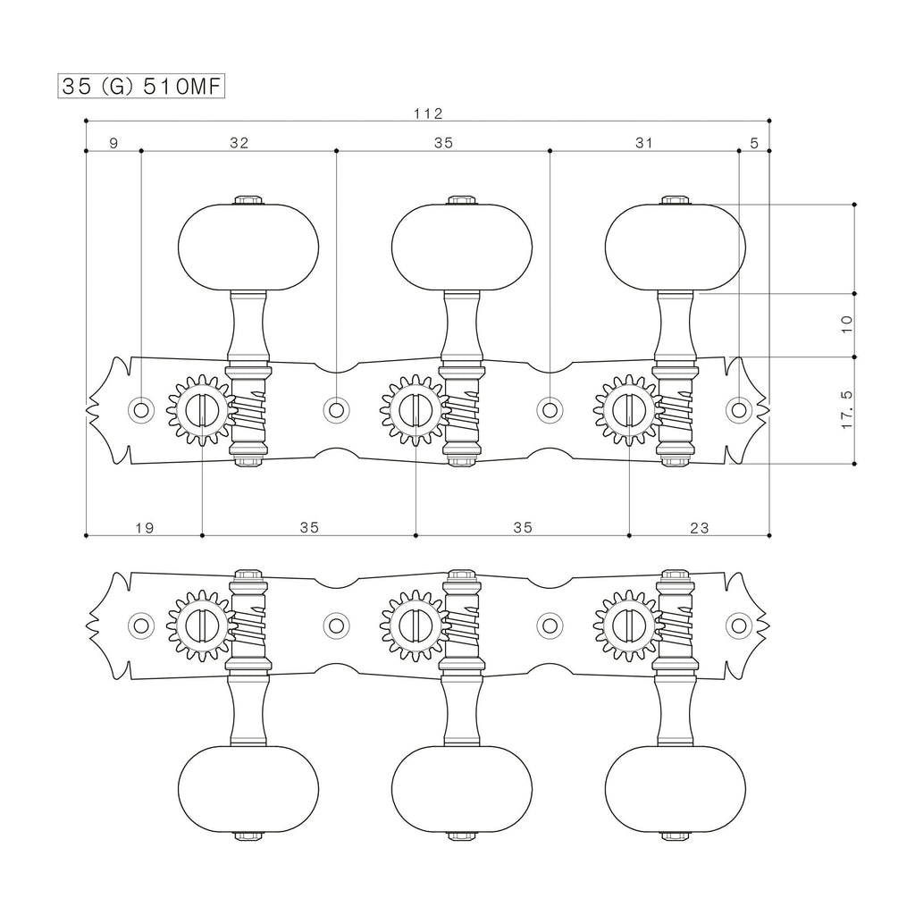 Gotoh 35G510MF Classical Machine Heads Set of 3 + 3