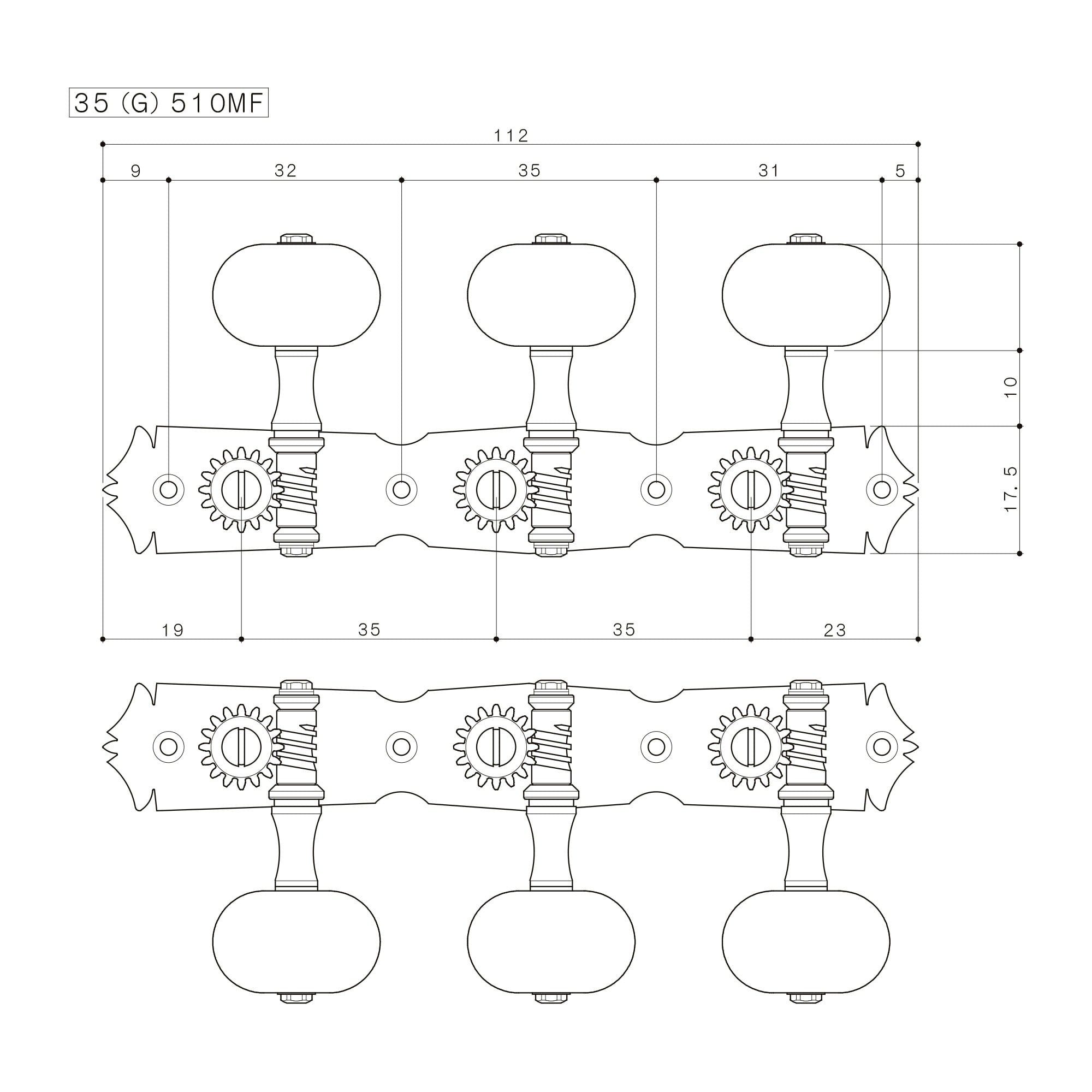 Gotoh 35G510MF Classical Machine Heads Set of 3 + 3