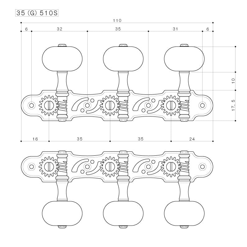 Gotoh 35G510SMN Classical Machine Heads Set of 3 + 3