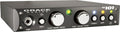 Black audio device with knobs, buttons, indicator lights, and a 1/4 inch input jack on the front panel.