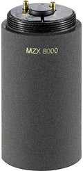 Black cylindrical microphone capsule with two gold pin connectors and MZX 8000 printed on the side.