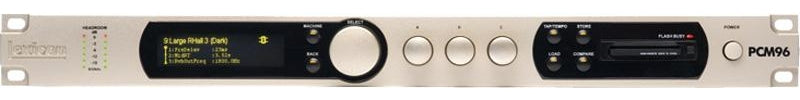 Front view of a Lexicon PCM96 audio processor rack unit with display and controls.