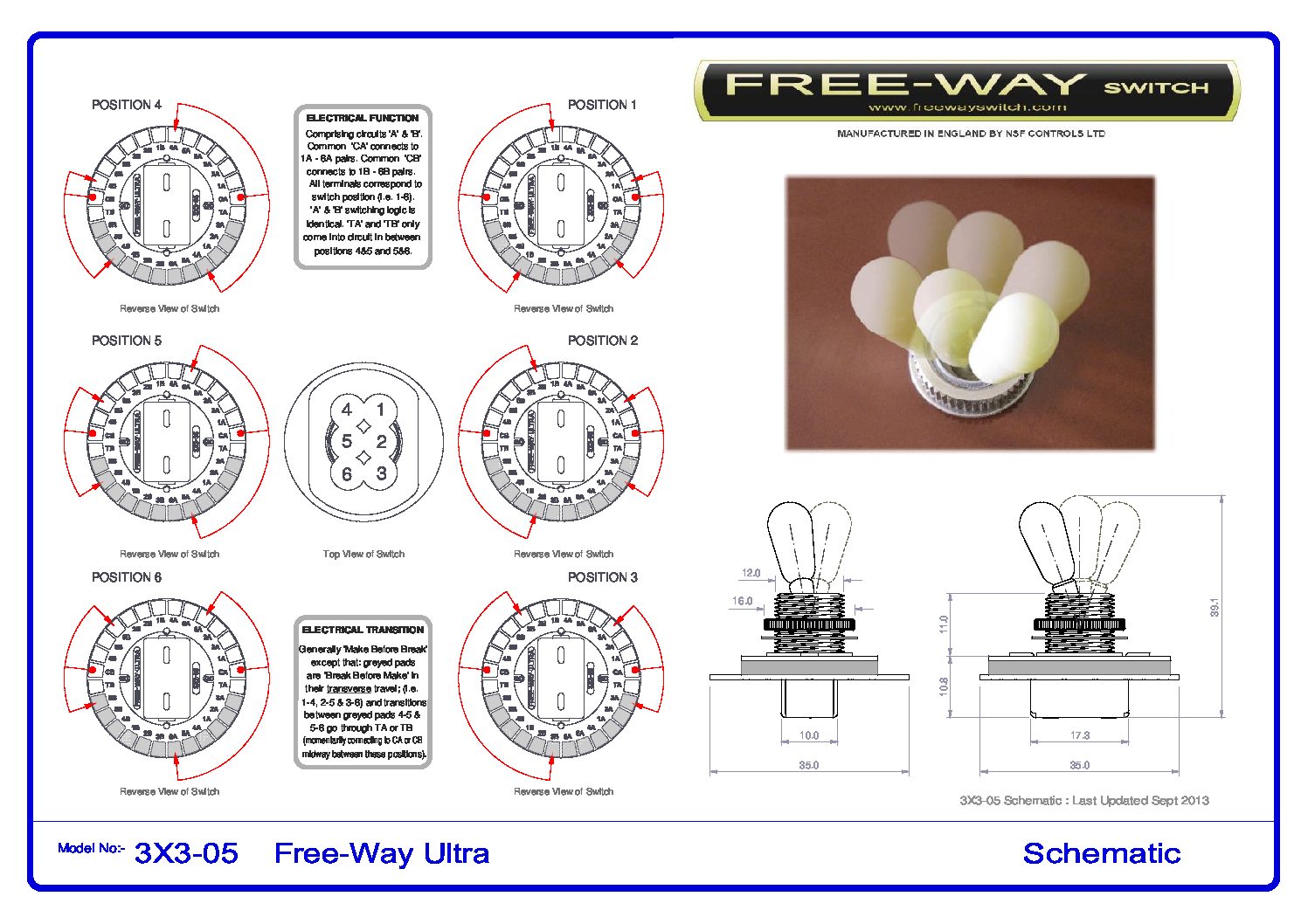 Free-Way Ultra Pickup Switch 3X3-05 – Nickel