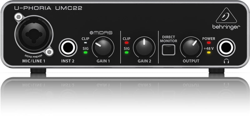 2x2 USB Audio Interface w/MIDAS Mic Preamp