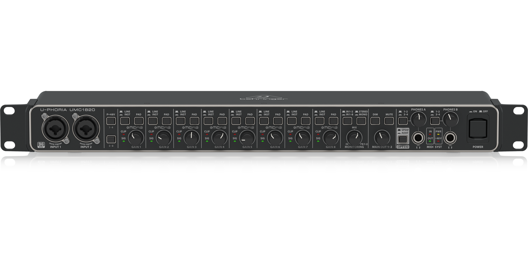 U-PHORIA UMC1820 Audiophile 18x20, 24-Bit/96 kHz USB Audio/MIDI Interface with Midas Preamps