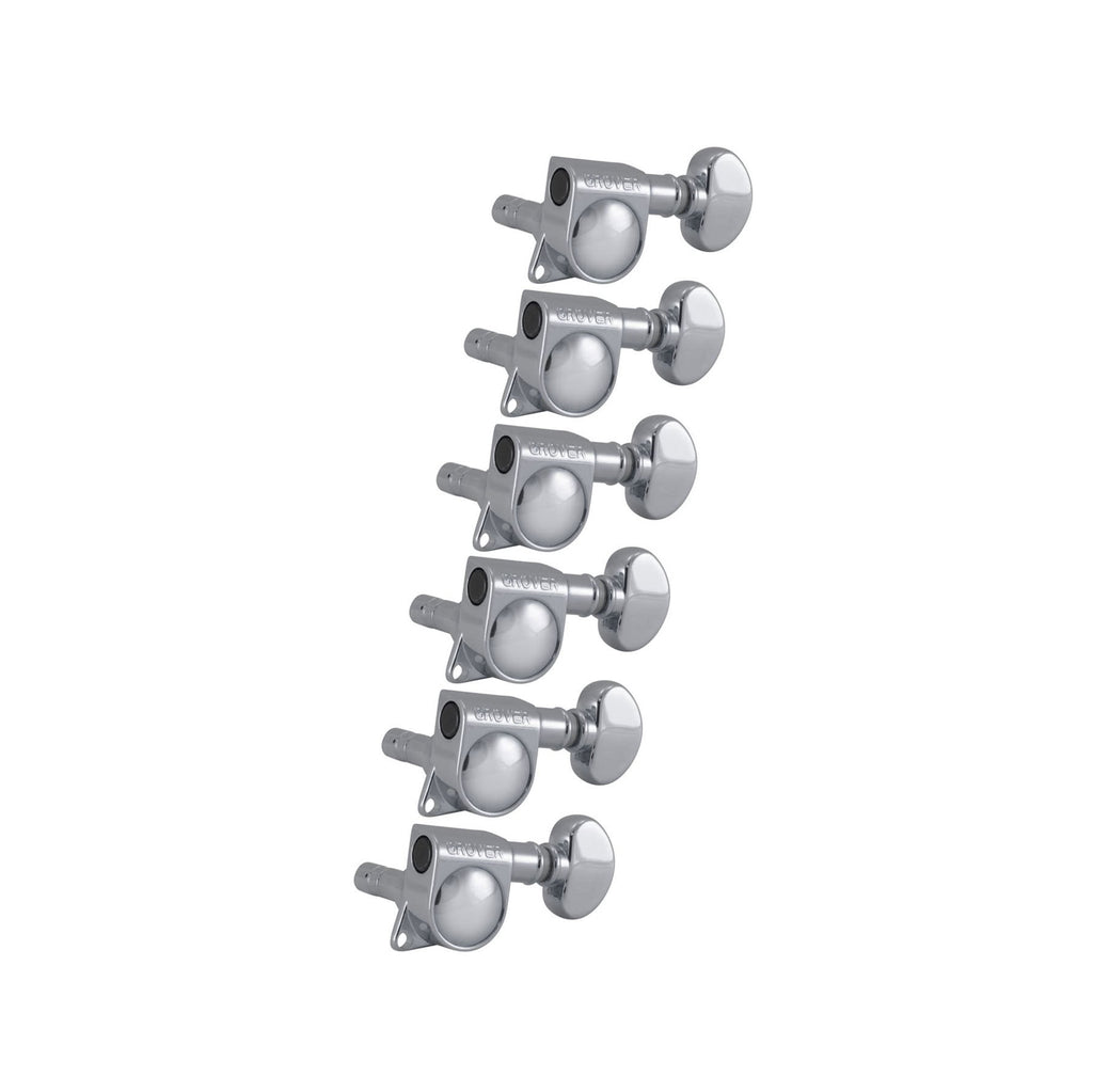 Grover 406C6 Mid-Size Locking Rotomatic Chrome Machine Heads 6 Inline – Kidney Style