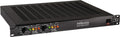 Black rackmount audio device with knobs, indicator lights, and a power switch on front panel
