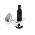 Single chrome guitar tuning machine with black plastic post and rotary knob.