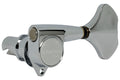 Chrome metal bass guitar tuning machine head with GOTOH 350 engraving on the side.
