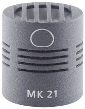 Gray cylindrical microphone capsule with ventilation grilles and MK 21 label