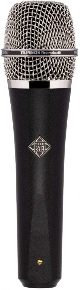 Black handheld microphone with silver mesh grille and TELEFUNKEN logo on body.