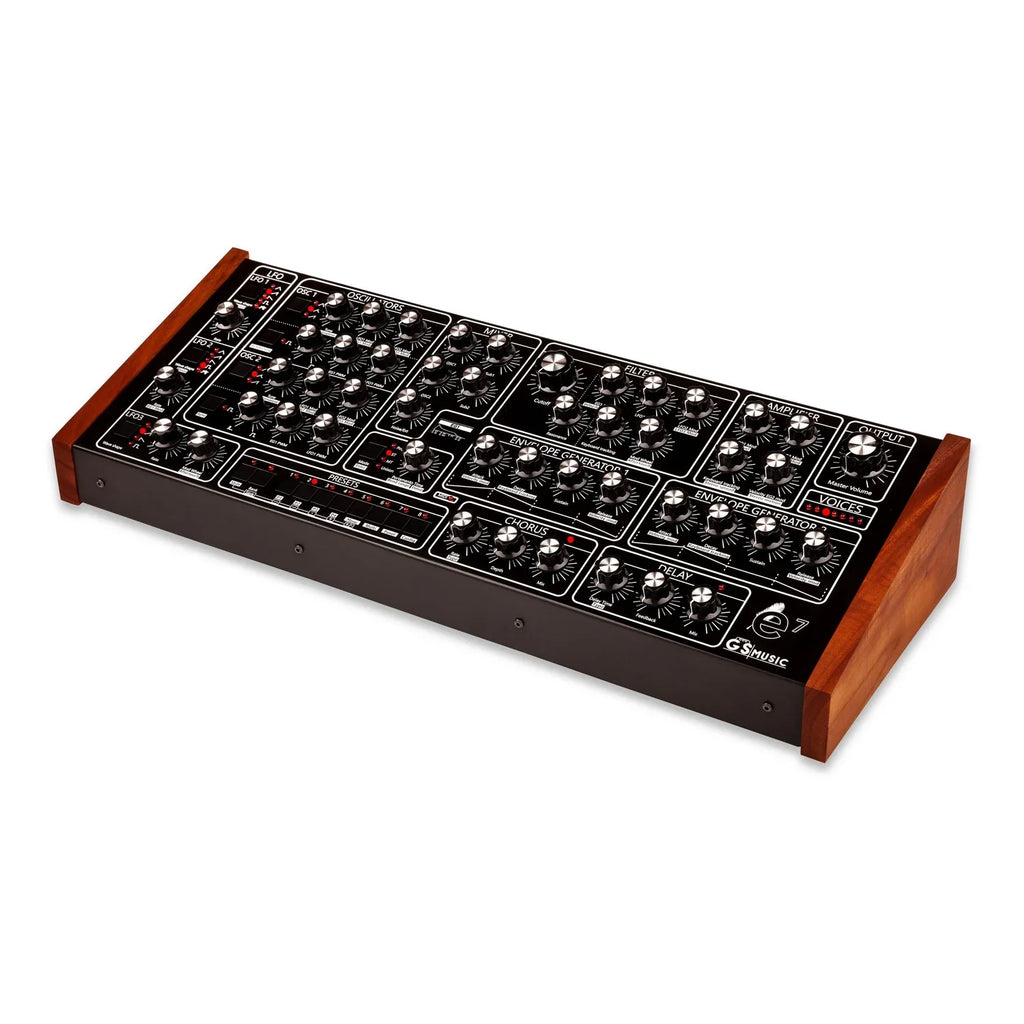 GS Music e7 - Analog Polyphonic Synth - Black/Red, keyboard synthesizer instrument