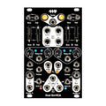 Black and white eurorack module with multiple knobs, switches, sliders, buttons, and audio input/output jacks.