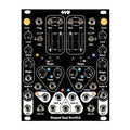 Black eurorack module with dual envelope and VCA controls, jacks, knobs, sliders, and toggle switches.
