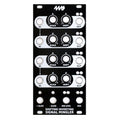 Black faceplate with white markings and cutouts for knobs, buttons, and jacks labeled with scale, shift, and signal mixing functions.