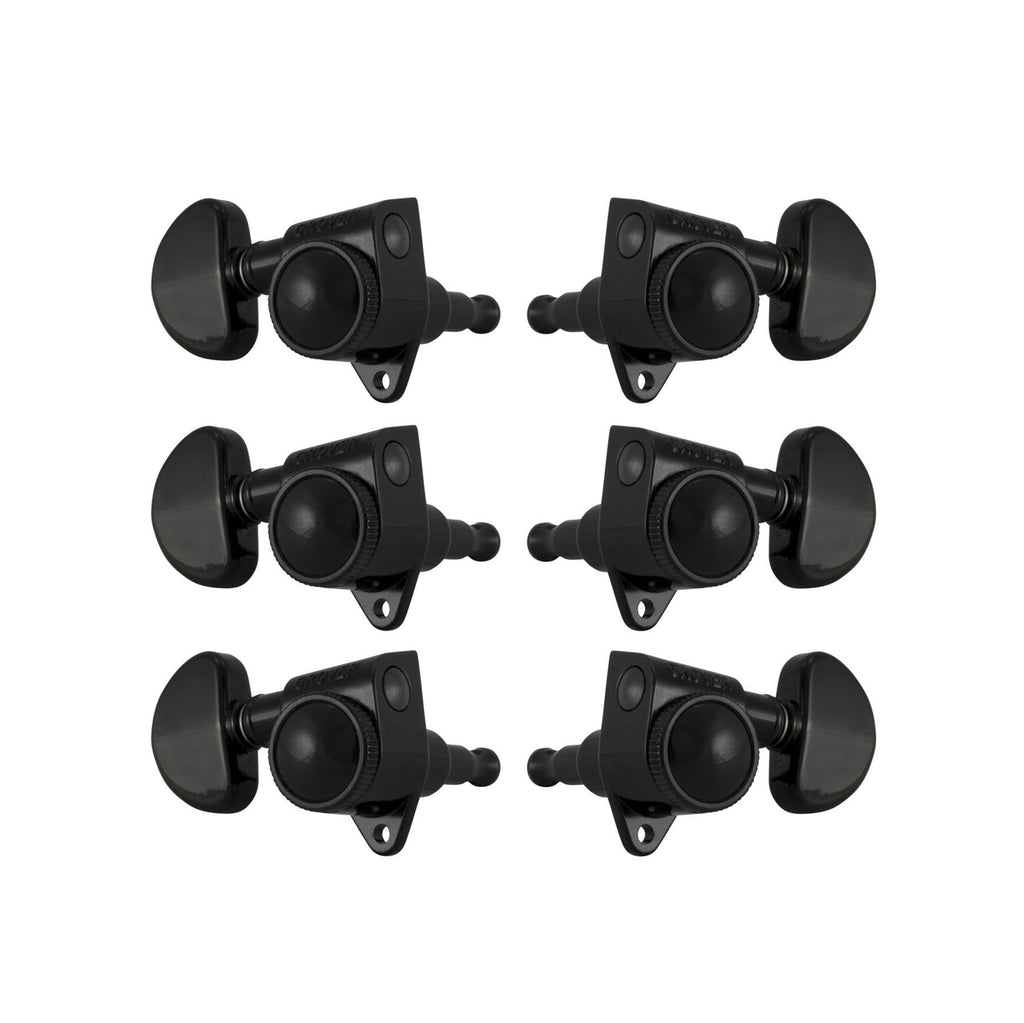 Grover 502BC Roto-Grip Locking Rotomatic Black Chrome Machine Heads 3+3 – Kidney Style