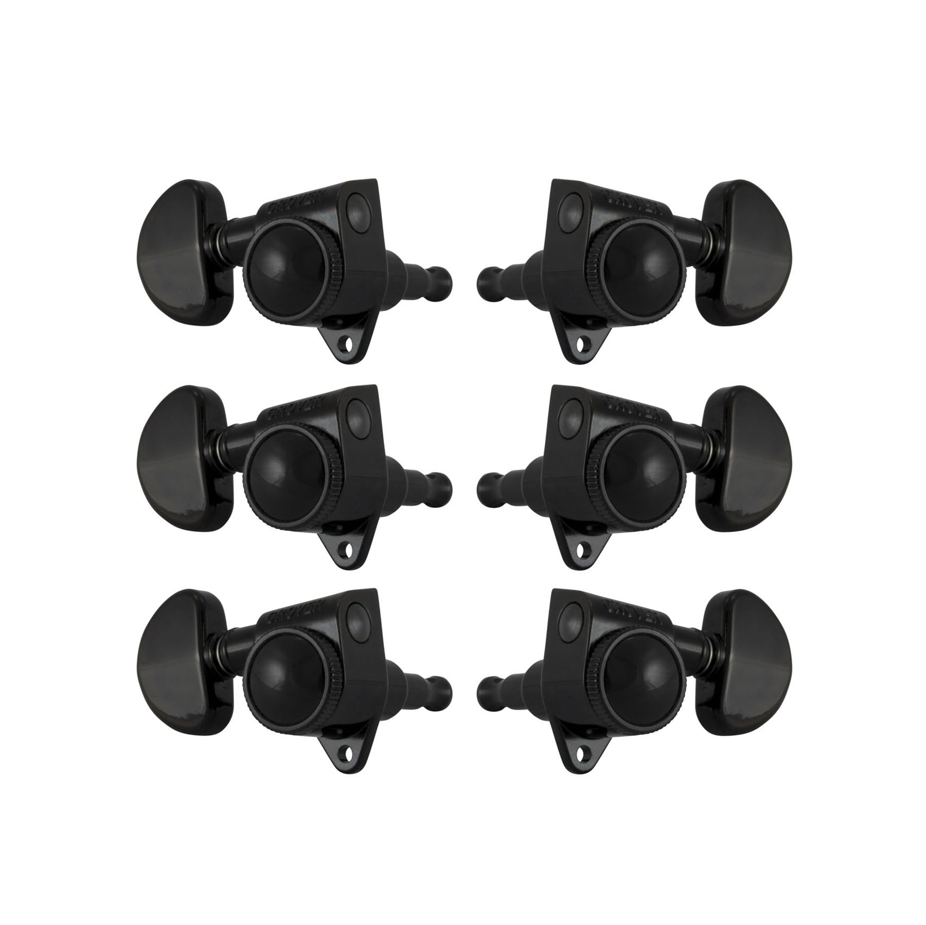 Grover 502BC Roto-Grip Locking Rotomatic Black Chrome Machine Heads 3+3 – Kidney Style