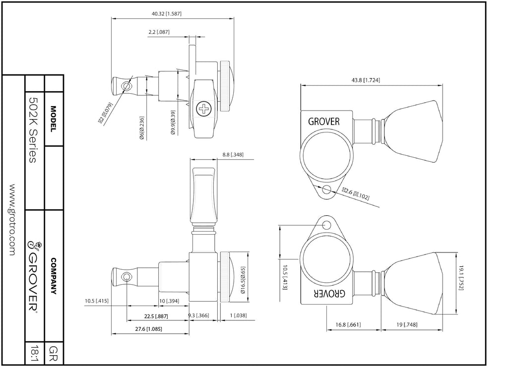 Grover 502CK Roto-Grip Locking Rotomatic Chrome Machine Heads 3+3 – Keystone Style