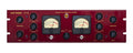 Front panel of a red D.W. FEARN VT-7 Vacuum Tube Compression Amplifier with knobs, meters, and switches.
