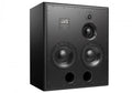Black studio monitor speaker with multiple drivers and dual front ports in a rectangular cabinet.