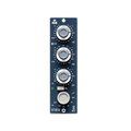 Dark blue audio module with four rotary knobs, a toggle switch, and LED indicator light.