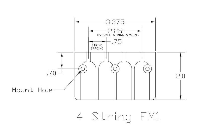 Hipshot 5A4FM1B 4 String A Style Bass Bridge
