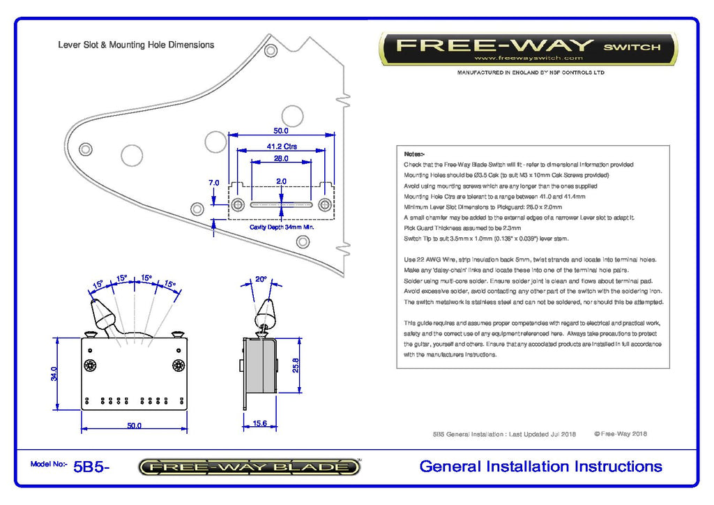 Free-Way 5B5-01 5-Way/10-Position Pickup Switch