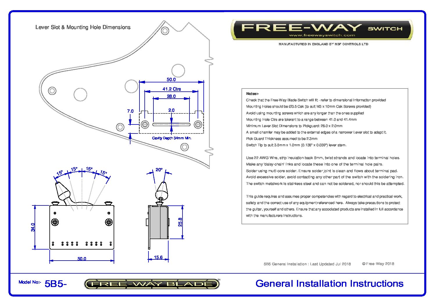 Free-Way 5B5-01 5-Way/10-Position Pickup Switch