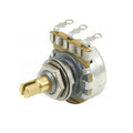 Close-up image of a small potentiometer with a gold split shaft and three solder lugs.