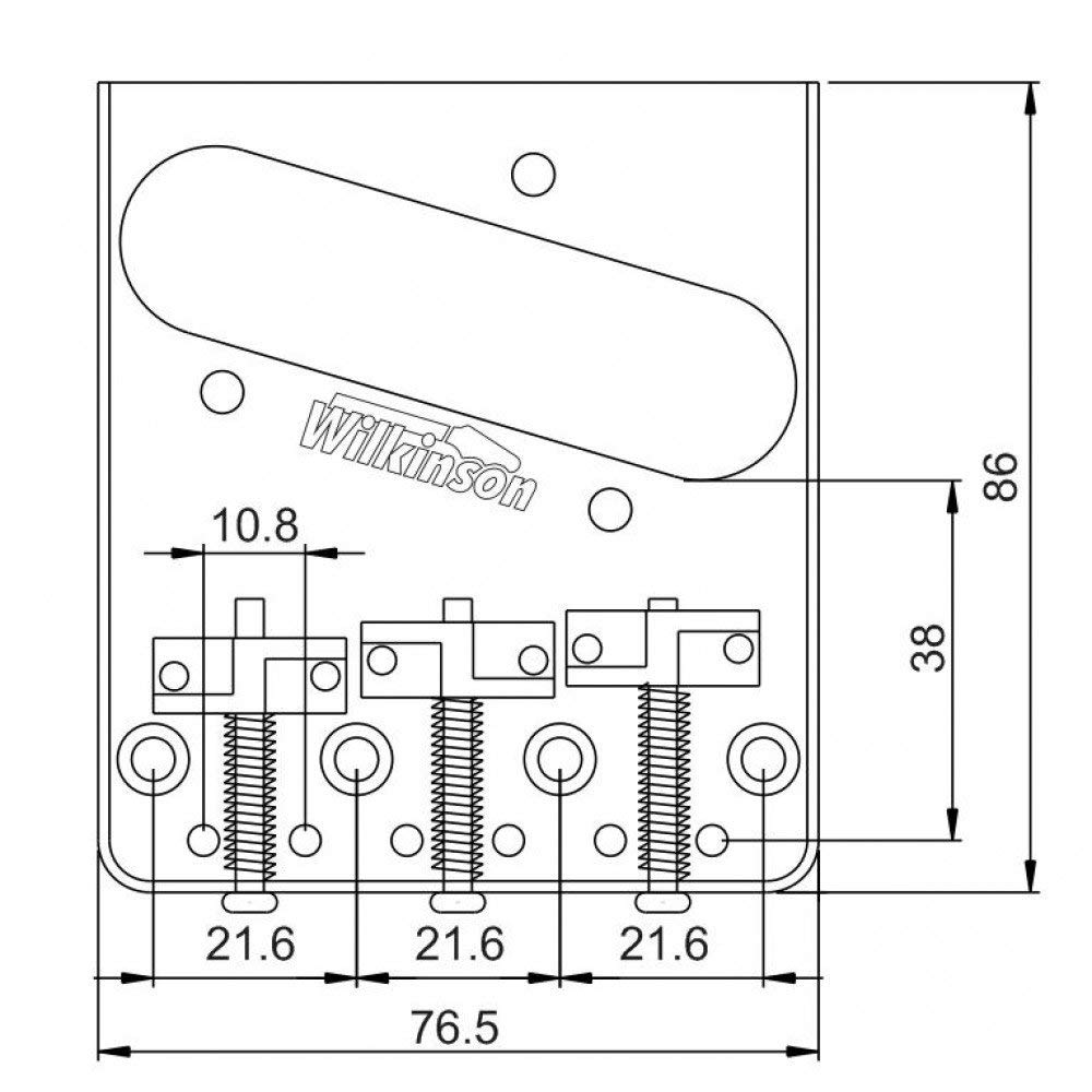 Wilkinson WTB Ashtray Bridge for Tele Style Guitars with Brass Saddles