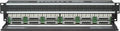 Front panel audio patchbay with rows of TRS jacks and multiple D-sub connectors underneath