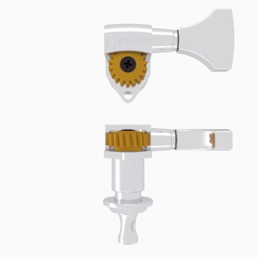 Hipshot 6K1GN0CT-STAG Chrome Staggered Left Handed Classic Open Guitar Machine Heads Set of 6 Inline