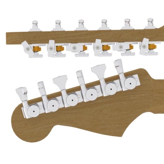 Hipshot 6K1GL0 Open Grip-Lock Guitar Machine Heads Set of 6 Inline