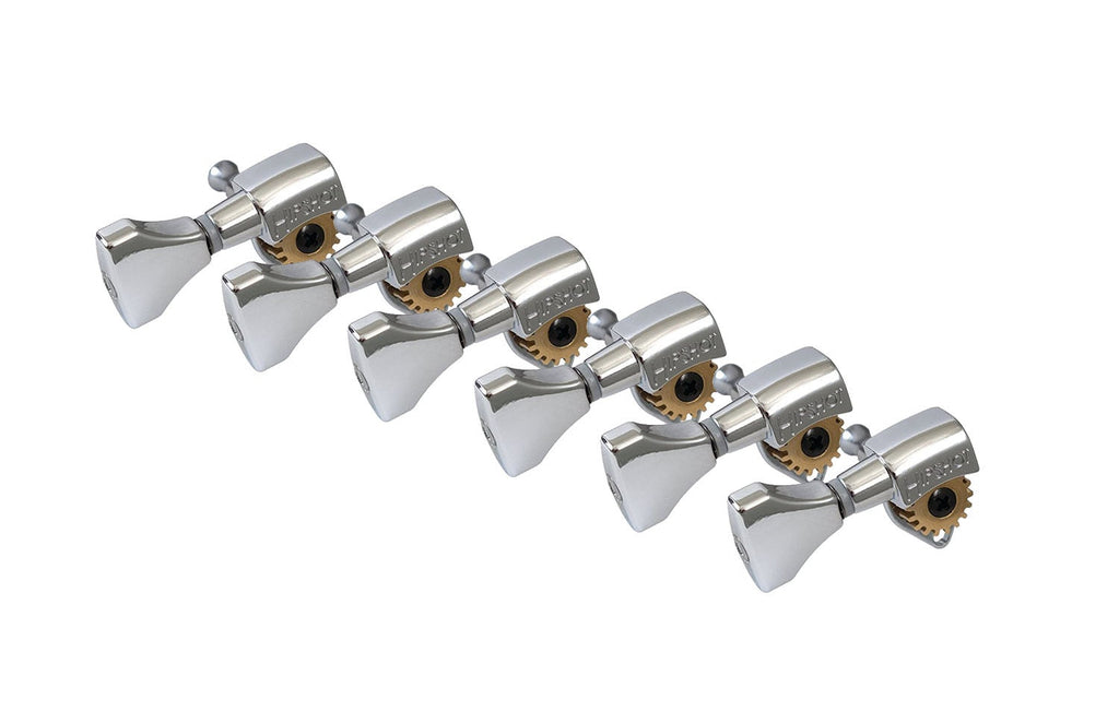 Hipshot 6K1GN0CT-STAG Chrome Staggered Left Handed Classic Open Guitar Machine Heads Set of 6 Inline