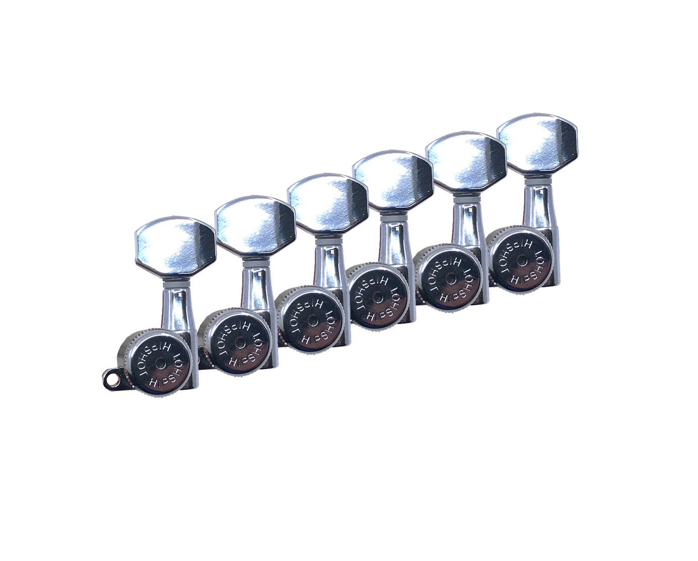 Hipshot 6K1VEL0CT-STAG Chrome Staggered Vintage Grip-Lock Left Handed Guitar Machine Heads Set of 6 Inline